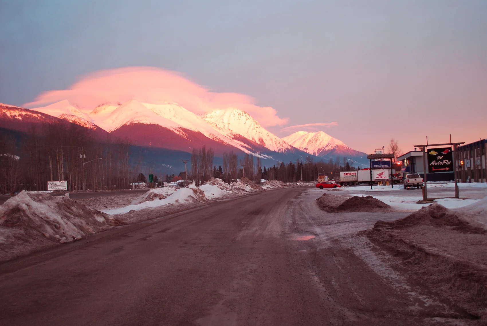 Hudson Bay Mountain catching the morning sun above the Bulkley Valley